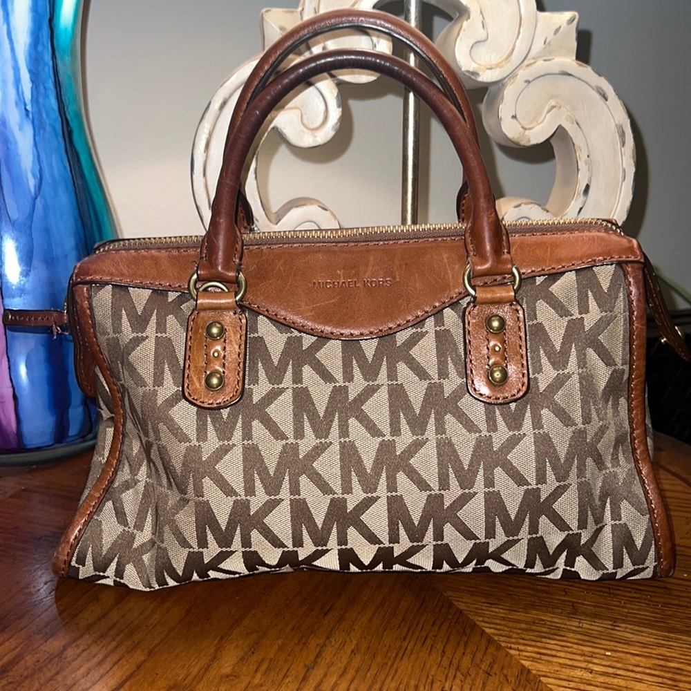 Michael Kors Signature Canvas & Leather Satchels Hand Bag